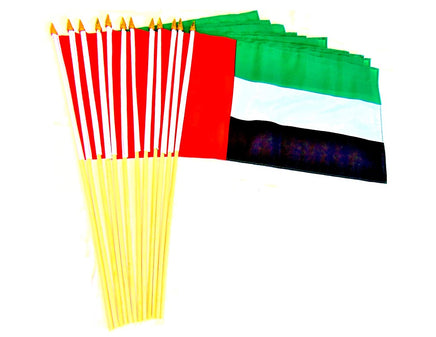 United Arab Emirates Polyester Stick Flag - 12"x18" - 12 flags