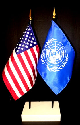 United Nations and US Flag Desk Set