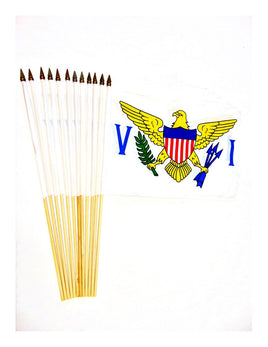 United States Virgin Islands Polyester Stick Flag - 12"x18" - 12 flags