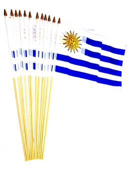 Uruguay Polyester Stick Flag - 12"x18" - 12 flags