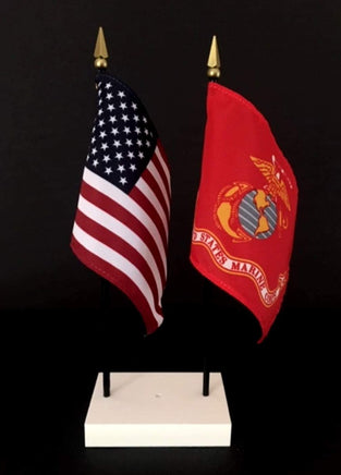 US and Marine Flag Desk Set - Out of Stock