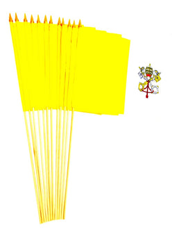 Vatican City Polyester Stick Flag - 12"x18" - 12 flags
