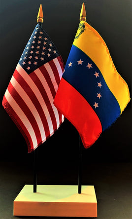 Venezuela and US Flag Desk Set