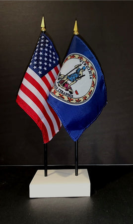 Virginia and US Flag Desk Set