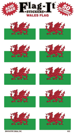 Wales Flag Stickers - 50 per pack