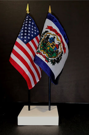 West Virginia and US Flag Desk Set