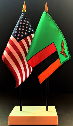 Zambia and US Flag Desk Set