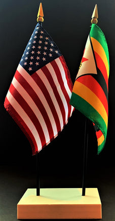 Zimbabwe and US Flag Desk Set